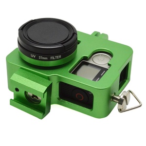 Boîtier de protection en alliage d'aluminium pour caméra d'action <span class=keywords><strong>GoPro</strong></span> <span class=keywords><strong>Hero</strong></span> <span class=keywords><strong>4</strong></span> 3+ 3 avec capuchon d'objectif et sangle de poignet - Product Image 5