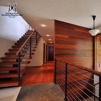 Integrierte Duplex-Loft-Treppe im Europäischen Stil mit Geraden Balken aus Stahl und Holz, Maßgefertigte Schwerlast-Innentreppe