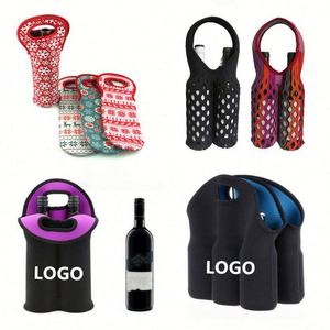 Sac fourre-tout isotherme en néoprène pour deux bouteilles de vin ou d'eau, avec poignée de transport sécurisée - Product Image 2