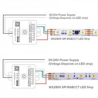 Nueva Tira LED RGBW WS2805 de 60 LED, DC24V, Clasificación IP20, Ra80, Blanco Ajustable de 3000K-6500K, Compatible con Wi-Fi