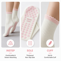 Chaussettes de Pilates pour femmes, logo personnalisé OEM, confortables, en coton tricoté, chaussettes de yoga, chaussettes antidérapantes pour Pilates et exercices de yoga