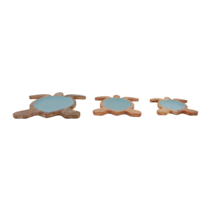 Set di 3 vassoi in legno a forma di tartaruga marina per decorazioni per la casa o portaoggetti per il bagno - Product Image 5
