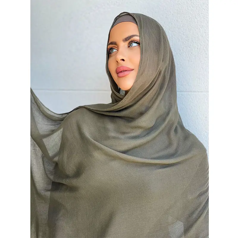 Hijab de algodón para mujeres musulmanas, bufanda suave, transpirable, ligera, viscosa, rayón, Modal, 2023