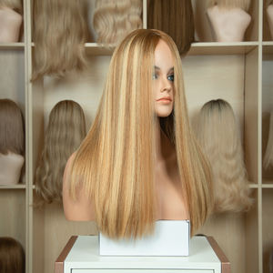 Proveedor de cabello humano europeo de color <span class=keywords><strong>Momo</strong></span>, pelucas judías, banda superior de encaje personalizada, pelucas kosher judías de otoño para mujeres blancas - Product Image 5