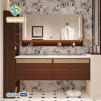 Ensemble de meuble-lavabo mural moderne en bois massif de 48 pouces, style ferme/entrepôt, avec miroir LED, pour salle de bain/chambre/salle à manger, modèle OEM 2025