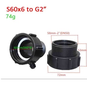 Adaptateur de vidange de réservoir d'eau S60 X 6 vers G2" pour adaptateur mâle en plastique pour eau, adaptateur de vidange d'eau de pluie IBC, convertisseur de fût à eau - Product Image 2
