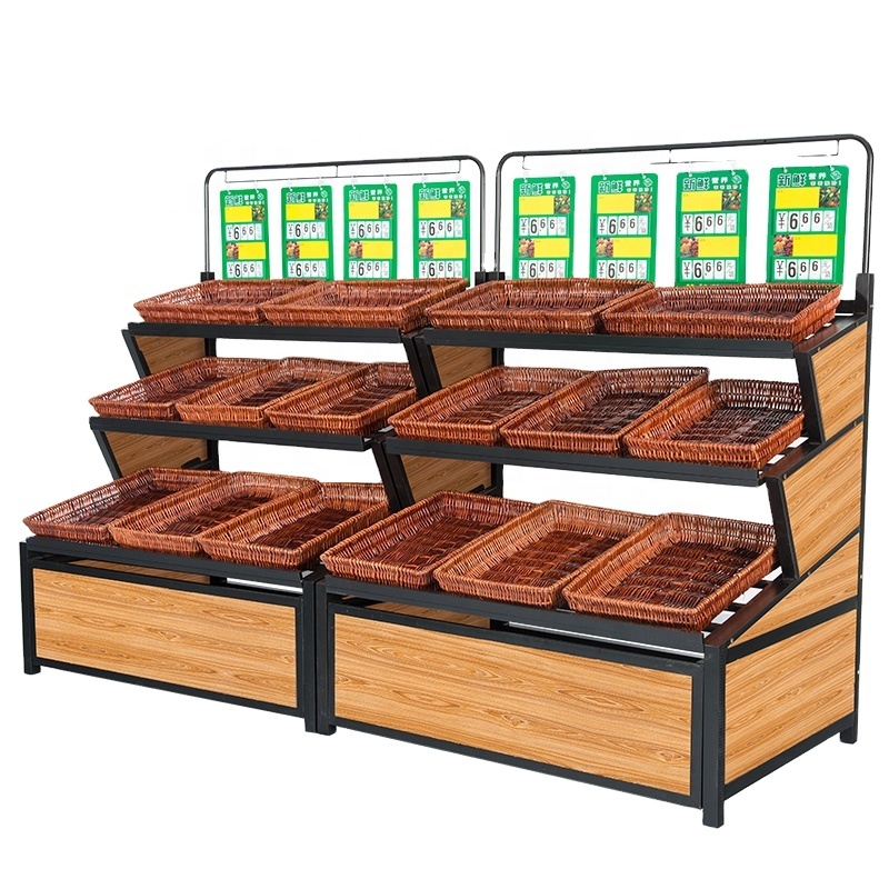 Custom Groente En Fruit Display Rack Plank Display Voor Winkel