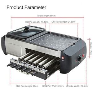 2 in 1 Antihaft-Shabu-Topf Grill platte Multi-Kocher BBQ Shabu-Topf mit Grills teaks Ramen-Nudeln Elektrischer Kochtopf - Product Image 4