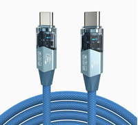 Cable Magnético para Teléfono con Conector Tipo-C a Tipo-C, Carga Rápida PD240W 5A/6A, 8K, Trenzado, de Cobre Puro, con Lámpara