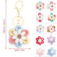 Porte-clés Tissé Fleur de Marguerite Tournesol en Fil, Style Bohème Fait Main, Breloque de Sac Florale pour Femme et Fille