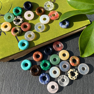 15mm טבעי אבן ירקן אבן אגת קריסטל רוז קוורץ טייגר עין בטיחות אבזם עגול סופגנייה עבור DIY צמיד שרשרת עגיל - Product Image 2