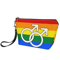 Pochette cosmétique personnalisée avec motif homme gay (motif arc-en-ciel) imprimé UV pour les voyages à l'étranger, le rangement de produits de beauté et la vente au détail