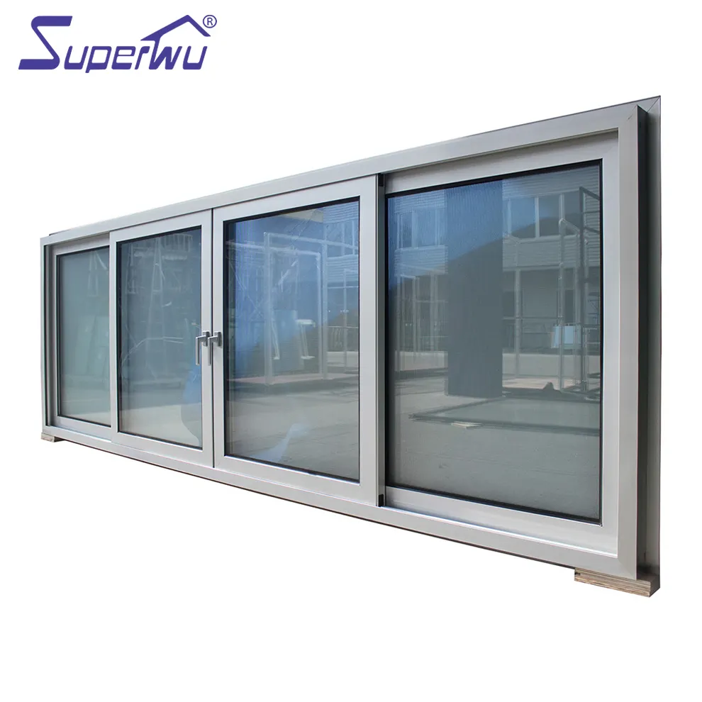 Superhouse utilisé commerciale verre windows Offre Spéciale trempé verre fenêtres coulissantes en aluminium fenêtre coulissante avec conceptions de sécurité