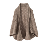 Fournisseur en gros de tricots en cachemire sur mesure – Châle 100 % cachemire léger pour femme, tricot ajouré uni, cape cardigan printemps