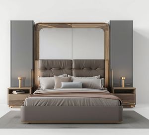 Barato moderno marco de madera doble tamaño King cama de cuero cabecero de cuero de lujo muebles de madera para el hogar conjunto de dormitorio Queen - Product Image 2