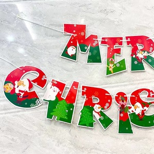 Joyeux Noël guirlande Cloche Père Noël bonhomme <span class=keywords><strong>de</strong></span> neige Elk bas bannières drapeaux bruant pour la fête <span class=keywords><strong>de</strong></span> Noël fournitures maison centre commercial pub décor - Product Image 4