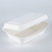 Boîte à lunch biodégradable jetable personnalisable de 600ml en bagasse écologique et micro-ondable