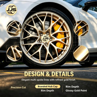 Rines Forjados JJS Golden Multi Spoke de 17 18 19 20 21 22 Pulgadas, Rines Luch Stance 5x108 5x112 5x114.3 Compatibles con Porsche BMW Audi Mercedes