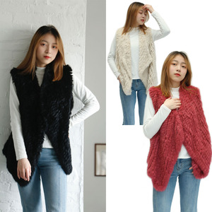 Gilet <span class=keywords><strong>d</strong></span>'hiver en fourrure de lapin pour femme, court et chaud - Product Image 3