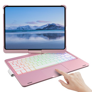 Cho iPad không khí 6 không khí 7 11 ''2025 2024 BT Bàn phím không dây trường hợp 360 ° xoay Touchpad có thể điều chỉnh với đèn nền Bút Chì Chủ - Product Image 1