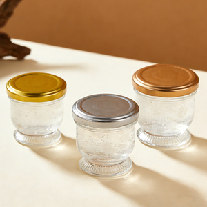 50ml 75ml 100ml <span class=keywords><strong>Pot</strong></span> en verre mini vide pour lait, <span class=keywords><strong>confiture</strong></span>, sauce, pudding, nid d'oiseau, avec couvercle métallique hermétique, très demandé en Malaisie et au Vietnam - Product Image 1