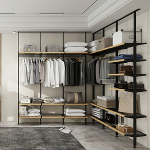 Organisateur de vêtements à cadre en métal moderne armoire de type debout avec <span class=keywords><strong>dressing</strong></span> ouvert pour chambre salon rangement réglable - Product Image 6
