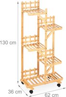 Étagères de présentation pour plantes d'intérieur et d'extérieur en bambou personnalisées à 5 niveaux et 6 pots, support à fleurs en bambou de haute qualité