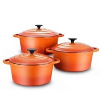 Ensemble de 4 casseroles en fonte émaillée antiadhésive avec doubles poignées, compatibles lave-vaisselle et four, poignées en acier, écologiques, nouveau style chinois