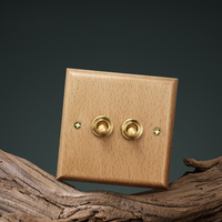 Interrupteur à bascule en laiton avec panneau en bois massif naturel, 1 à 3 modules, prise murale universelle multi-standard, style rétro vintage pour hôtel et maison