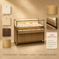 Vitrine de présentation de bijoux de luxe personnalisée sans cadre en verre trempé avec éclairage LED et tiroirs de rangement