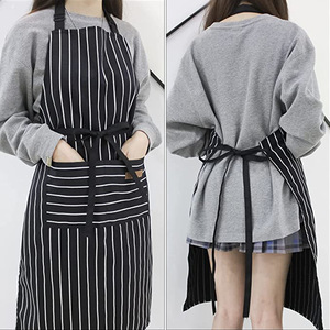 White Black Striped Man Woman Home Restaurant Kitchen Baking Nail Bib Oil Repellent <b>Work</b> <b>Apron</b> Adjustable Clean <b>Apron</b> - Product Image 6