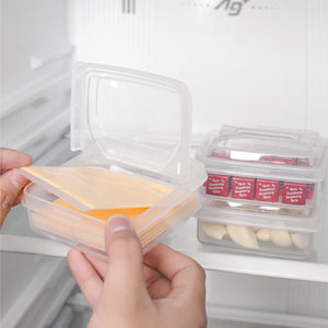 Cheese <b>Container</b> Flip Top Airtight Rectangle <b>Refrigerator</b> Food Storage Box For Butter Garlic Scallion Ginger Condiment - Product Image 1
