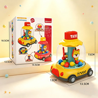 Mainan Mobil Plastik ABS Putar Tekan Musik Inersia Kartun Warna-warni Kustom untuk Anak-anak, Permainan Edukasi Dini
