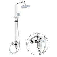 Système de douche pluie haute pression en laiton, barre coulissante murale, finition laiton poli, massage céramique, fonction pause, pour salle de bain d'hôtel