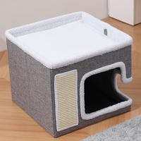 Cama Grande para Mascotas con Rascador, Cubo de Juego para Gatos de Interior, Soporta hasta 30 Libras