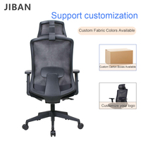 Chaise de bureau ergonomique en maille à dossier haut, réglable en hauteur, avec appui-tête et accoudoirs, pivotante, noire, pour la maison et l'atelier, vente en gros