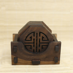 Ensemble de dessous-de-verre en bois massif sculpté, créatif, pour tasses à thé, vente en gros - Product Image 2