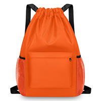 Sac à dos de sport imperméable en gros avec cordon de serrage, portable, en polyester, fermeture éclair, haute qualité, logo personnalisé, pliable, écologique