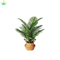 Arbre artificiel en feuilles de palmier avec panier, plante verte pour Noël, le Nouvel An chinois, la décoration de la maison, des fêtes et des événements.