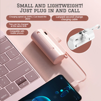 Batterie externe portable intégrée avec câble, mini powerbank pour tous les téléphones mobiles universels, powerbank capsule d'urgence