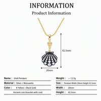Pendentif vintage en or noir et moissanite VVS, argent sterling 925 plaqué or 18 carats, bijoux fins pour femmes, luxe
