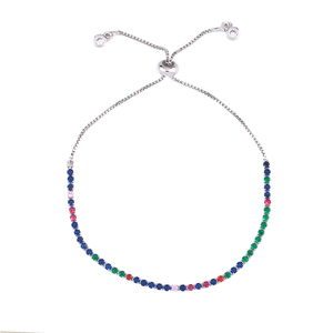 Venta al por mayor de pulsera de tenis de la suerte <span class=keywords><strong>para</strong></span> mujer, plata, mal de ojo, diseño de circón, material de cobre, estilo moderno, símbolo cristiano <span class=keywords><strong>para</strong></span> regalo - Product Image 6