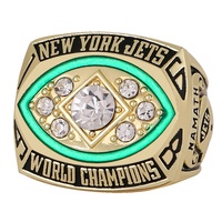 1968 New York Jets Super Championnat Anneau À La Mode Alliage Princesse Coupe Diamant Forme Populaire Bijoux De Mode aux États-Unis En Europe