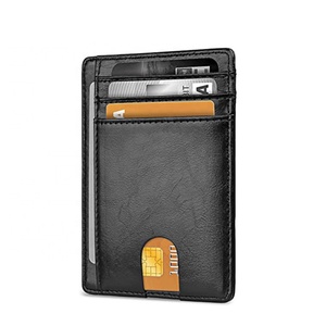 Minimalist Slim Business <b>RFID</b> <b>Blocking</b> Leather <b>Wallet</b> Front Pocket Card Holder Open Closure Anti-Theft Feature for Men Women - Product Image 4