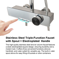 Colonne de douche murale en acier inoxydable triple fonction cascade de haute qualité pour salle de bain, vente chaude