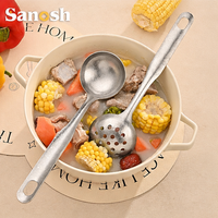 Cuillère en titane pur SANOSH, cuillère à soupe à long manche, écumoire, antibactérienne, anti-moisissure, passe au lave-vaisselle, légère