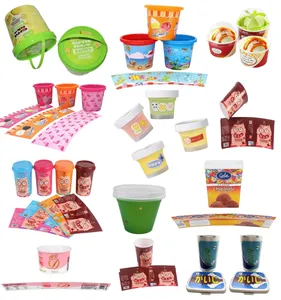 Etiqueta Rectangular de 500ml a prueba de manipulaciones PP IML en molde para taza, bañera y tapa para alimentos, yogur, helado, mantequilla, embalaje de galletas
