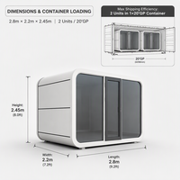 Bureau de jardin préfabriqué insonorisé de 3 mètres, studio de jardin modulaire, cabine Apple, 2 unités dans un conteneur de 6 mètres, conception 3D personnalisée en CAO