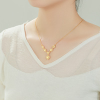 Xuping Jewelry Grossiste Dubaï Mariage Mariée Chaîne Maillon Bijoux Mode Cœur Fleur Breloque Collier Femme Plaqué Or 24K