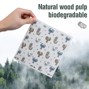 Custom Printed Swedish Dish Cloth <strong>Eco</strong> Compostable Biodegradable Kitchen Wood Pulp Cellulose Sponge Cotton for Dishes Cleaning